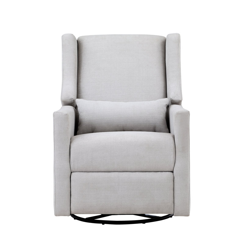 Pronto Swivel Glider Recliner With Pillow, Blanco