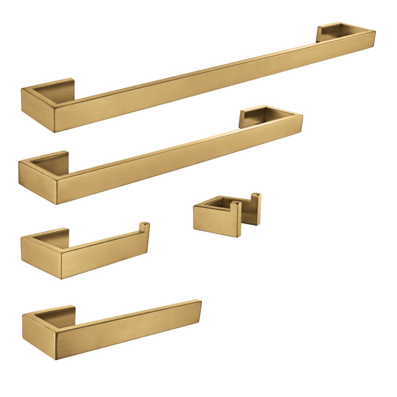 Kingston Brass Lasdun 5-Piece Bathroom Hardware Set, Brushed Brass