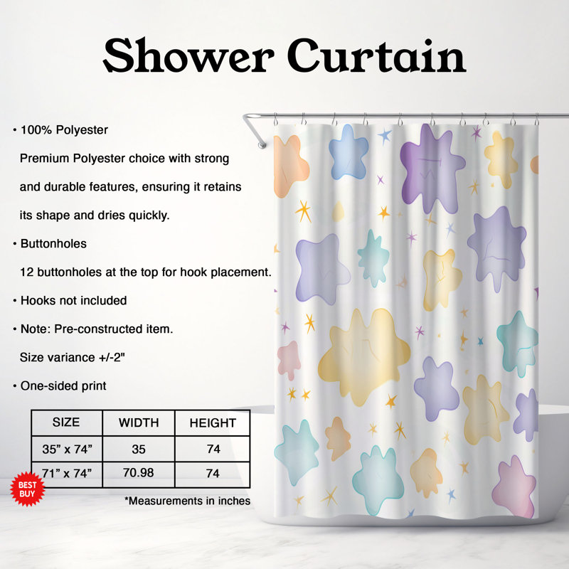 Cute Shades - Rideau de douche Premium, L 71 po x L 74 po