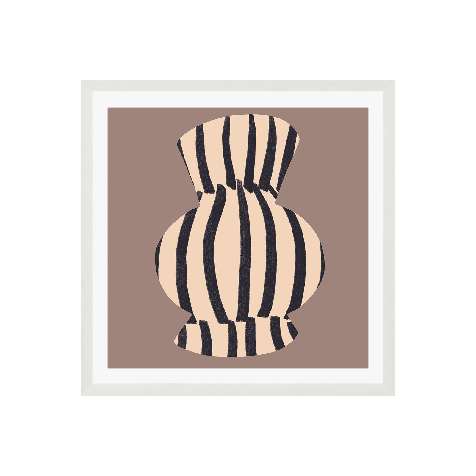 Ervand "Earth Tone Modern Vase" Print, 20" H x 20" W x 0.75" D, White Single Picture Framed, Yes