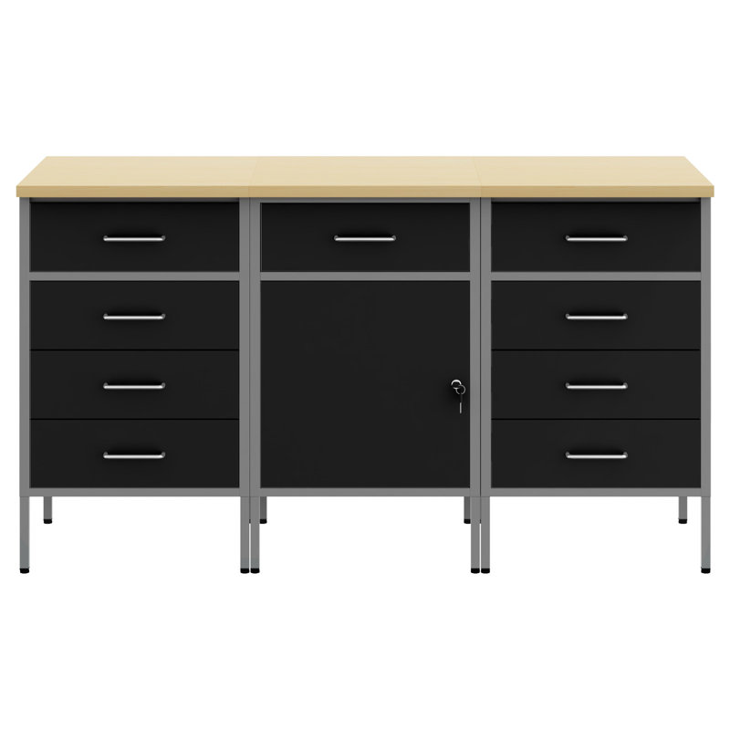 Work Cabinet with Drawer, Black