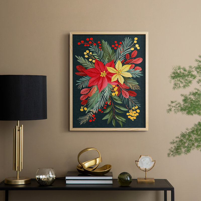 «Christmas Holiday Art CVIII», reproduction encadrée - bois massif, Naturel, H 11 po x l 9 po