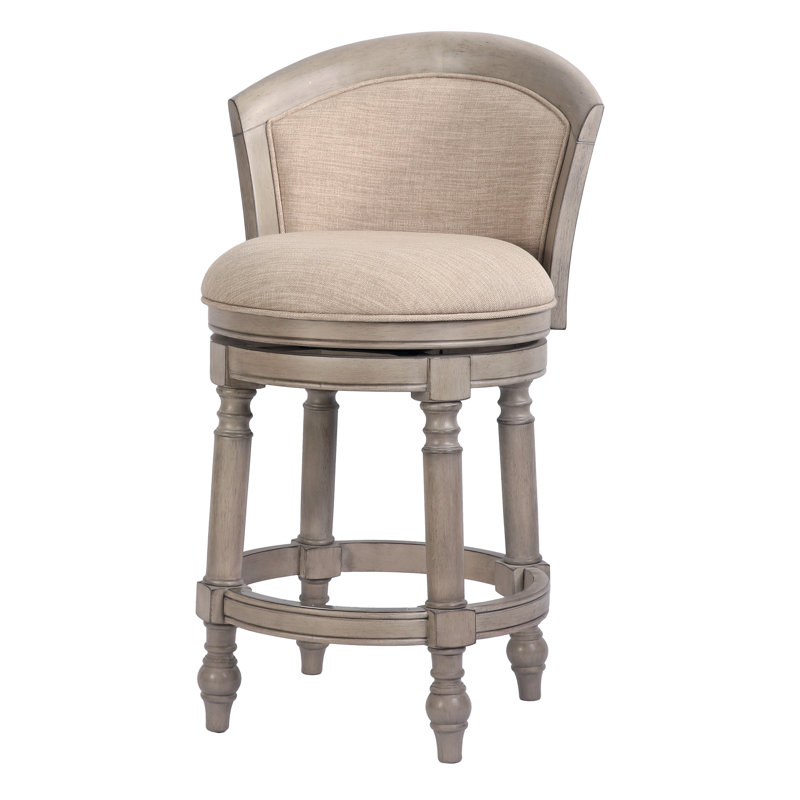 Tino Low Back Wood Swivel Stool, Counter Stool (26" Seat Height), Uptown Gray