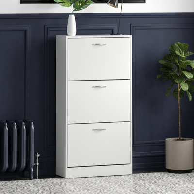 Vida 3 Drawer Flip Down Shoe Storage Free Standing Cabinet For Hallway