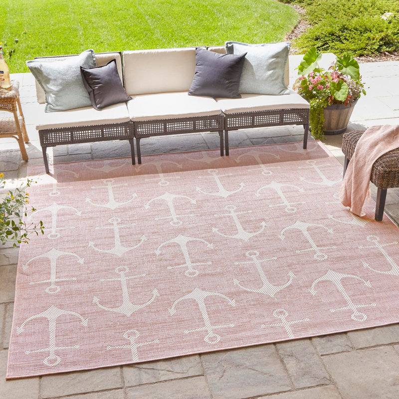 Tapis d'extérieur Ayton couleur écume de mer, Carré 7 pi 10 po