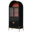 Vitrine cintrée en acier de 189 cm de haut avec double porte en acrylique transparent, étagères réglables et espace de rangement fermé, idéale pour le salon, la salle à manger et le bar.