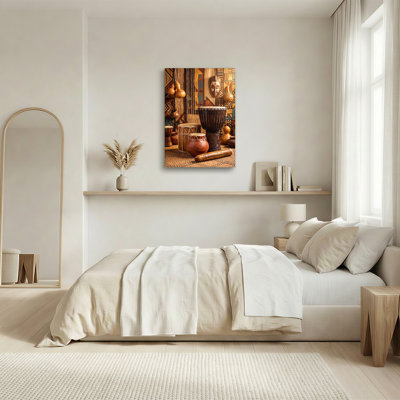 Art mural sur toile "Tambours de terre et masque africain"