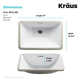 Elavo White Ceramic Rectangular Undermount Bathroom Sink with Overflow