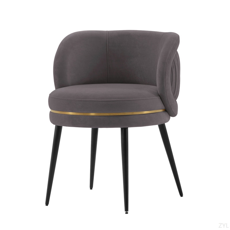 Chaise en bois et velours, Gris
