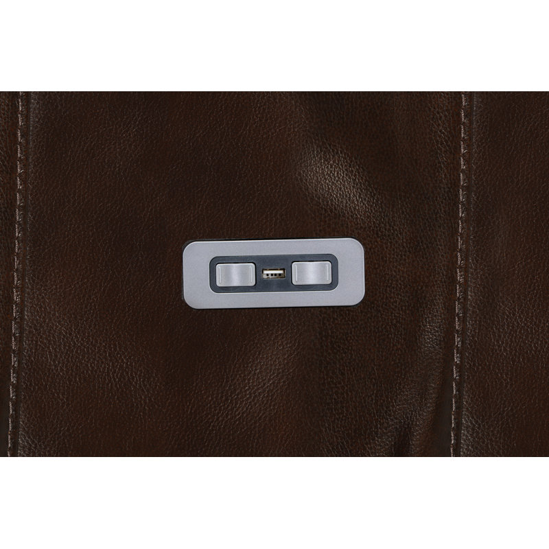 Joela Leather Glider Recliner, Brown, Power - Push Button