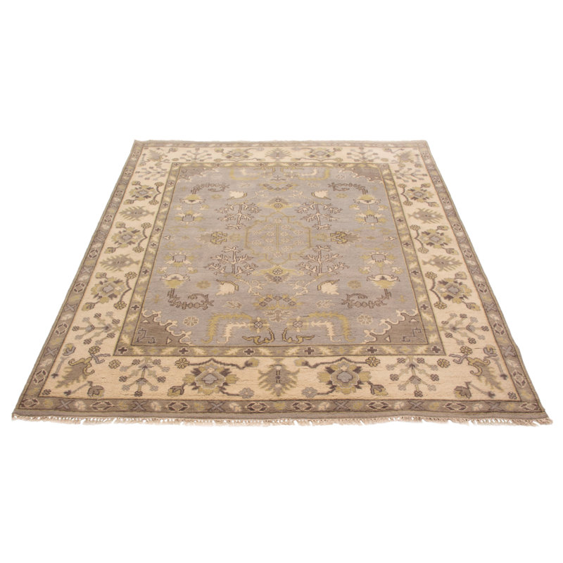 Tapis gris en laine noué à la main Royal Oushak 8 pi 1 po x 10 pi 0 po