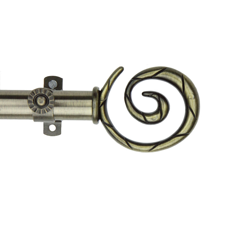 Tringle à rideaux simple curameng, 66 po à 120 po, Laiton antique