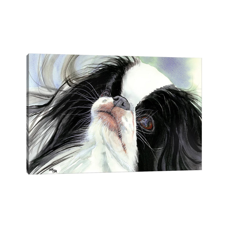 Reproduction d’art « Chin spin-Japanese Chin » par Judith Stein, H 18 po x l 26 po x P 1,5 po, Toile tendue, Pas de tapis