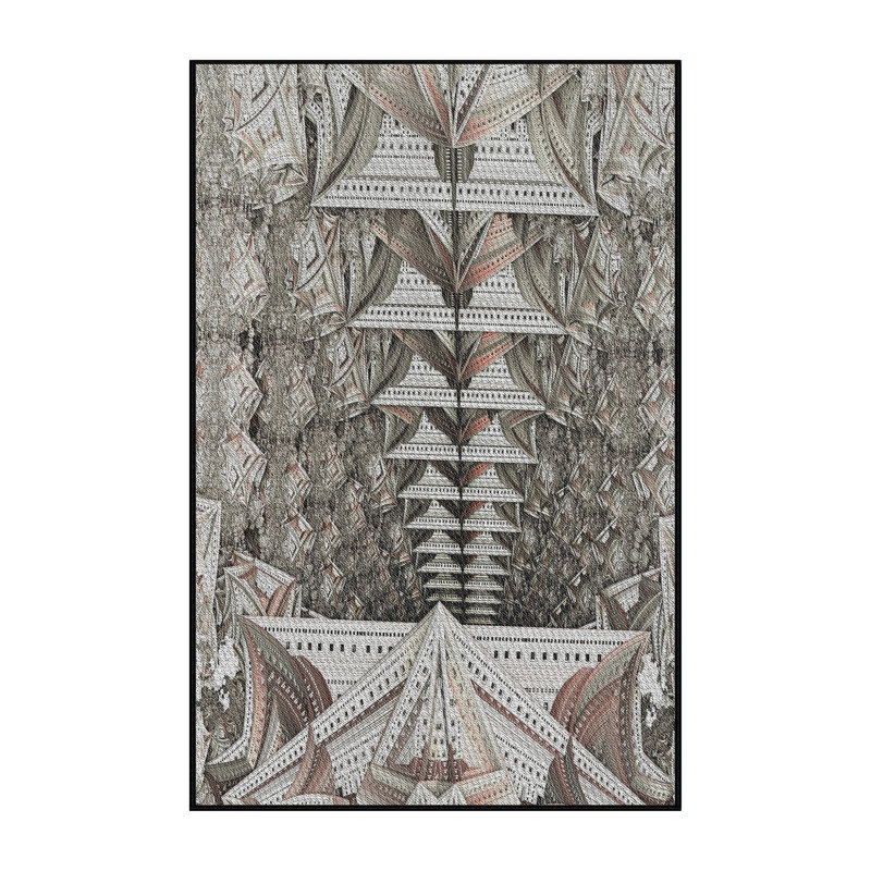 Laine tissée à la machine abstraite et Tapis décoratif gris polyester, Rectangle 2 pi x 3 pi