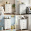 Commode de style champêtre à 5 tiroirs, 70 cm de largeur, grand coffre de rangement pour chambre, salon, entrée, blanc