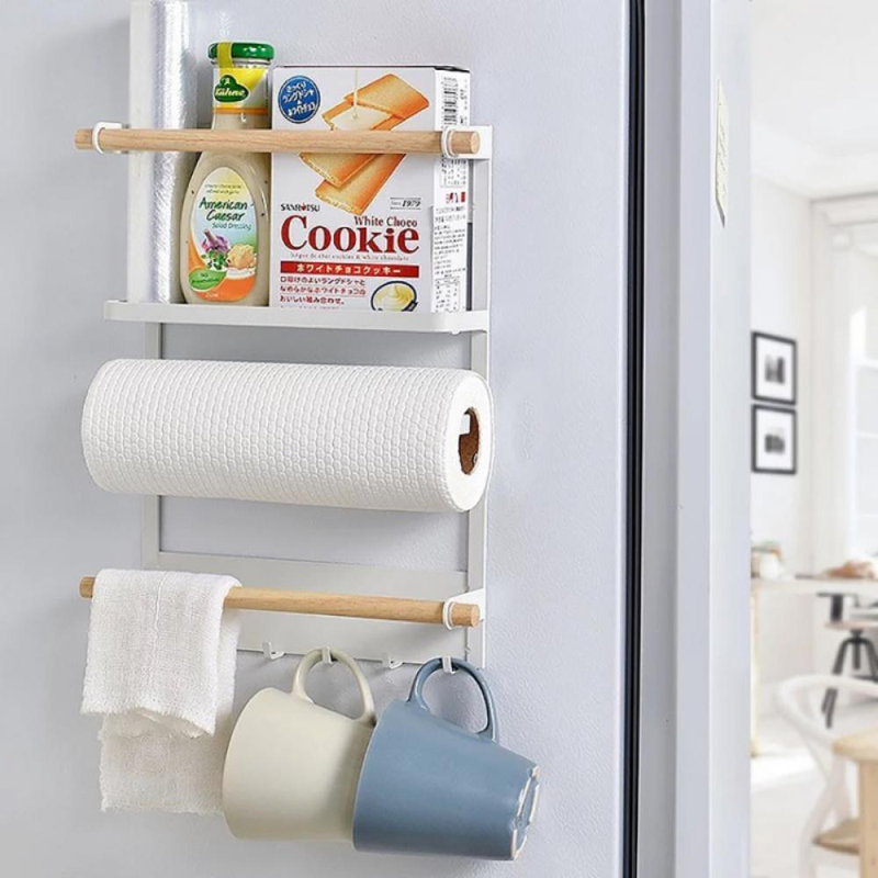 Lena Tiered Shelf with Hooks, Black