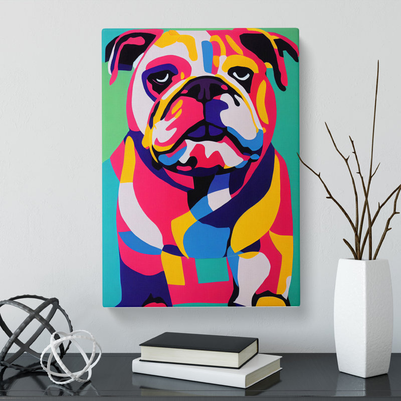 British Bulldog Abstract Vol.3 - Wrapped Canvas, 60cm H x 40cm W x 3cm D
