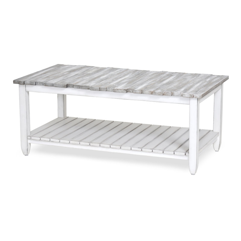 Table basse en bois massif avec rangement Decastro, Gris / Noir