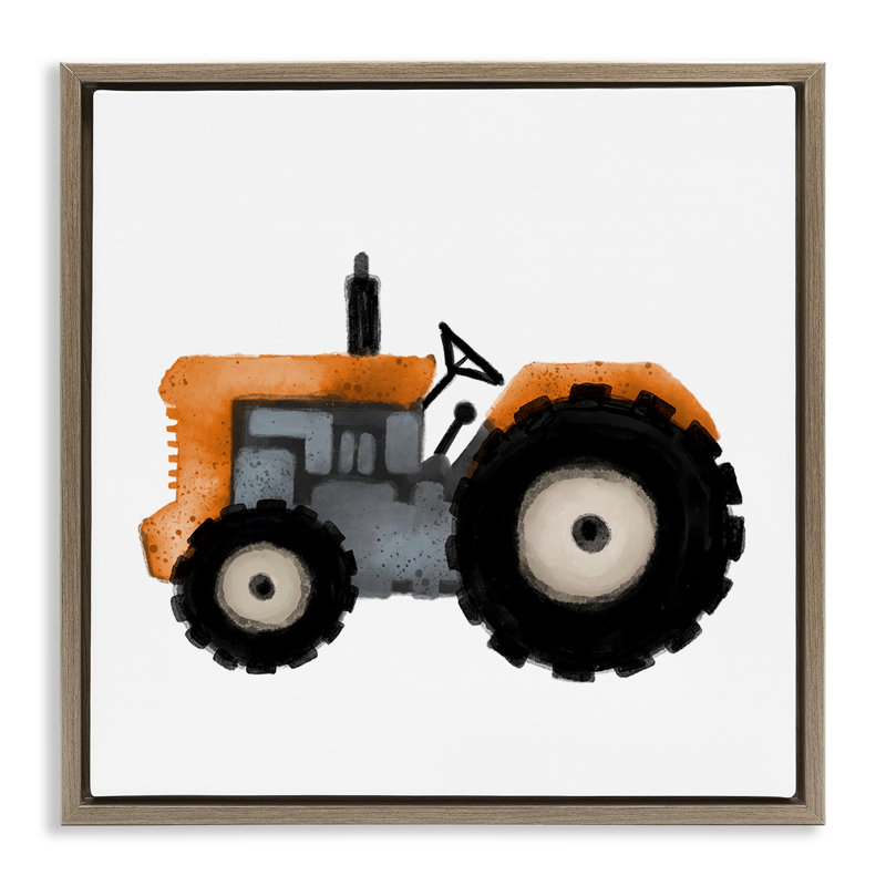 "Farm Tractor", encadrée par Elizabeth Medley, Cadre flottant orme Montalcino, H 18 po x l 18 po