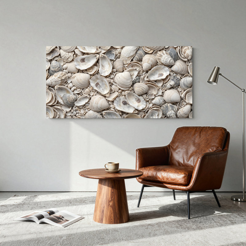 Ensemble de 1 tableau sur toile à motif de coquilles, 40“W x 20”H, Wrapped Canvas