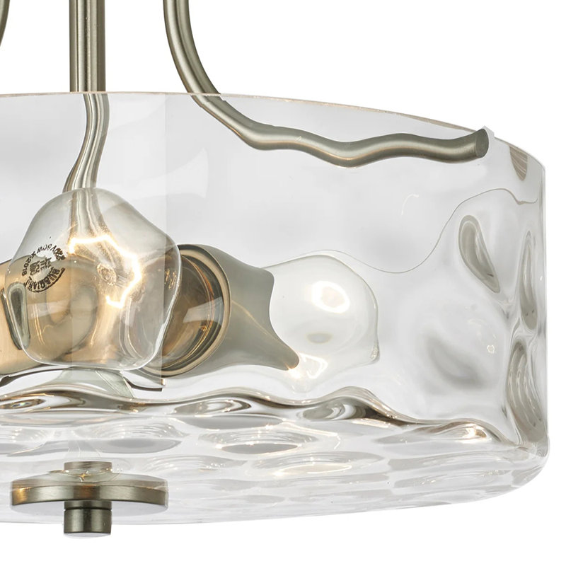 Plafonnier semi-encastré en verre Dezirey, Nickel