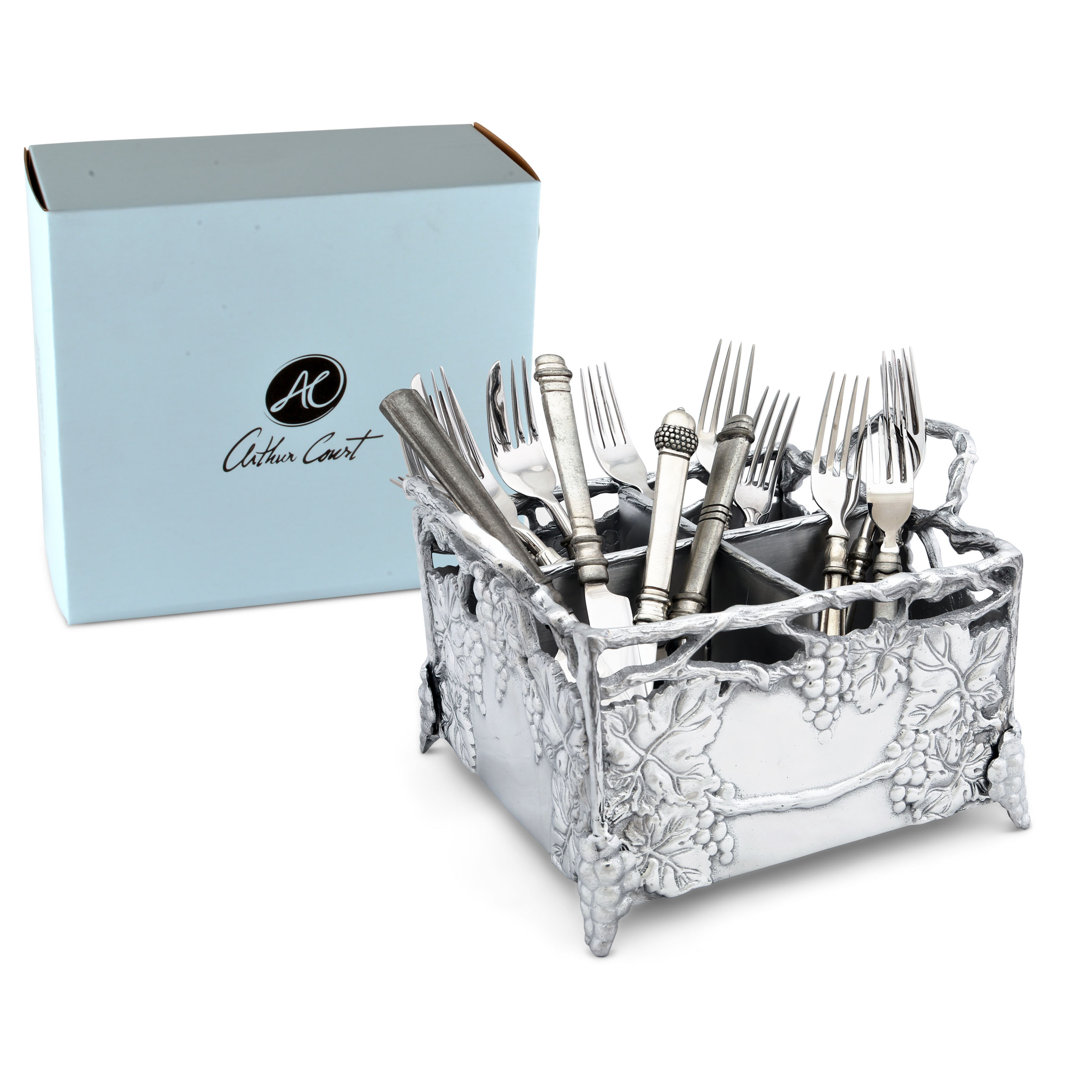Grape Metal Square Flatware Caddy Arthur Court Designs