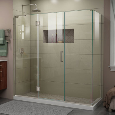 Unidoor-X 70" W x 34.38" D x 72" H Frameless Rectangle Shower Enclosure