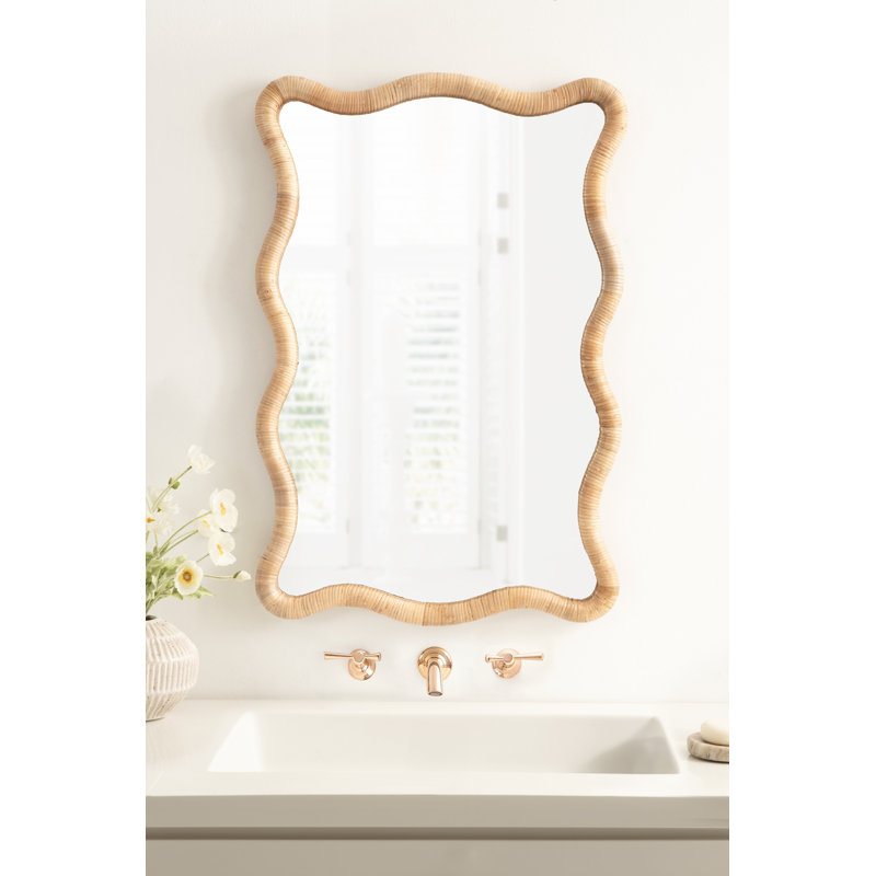 Rectangle Rattan Bathroom Wall Mirror