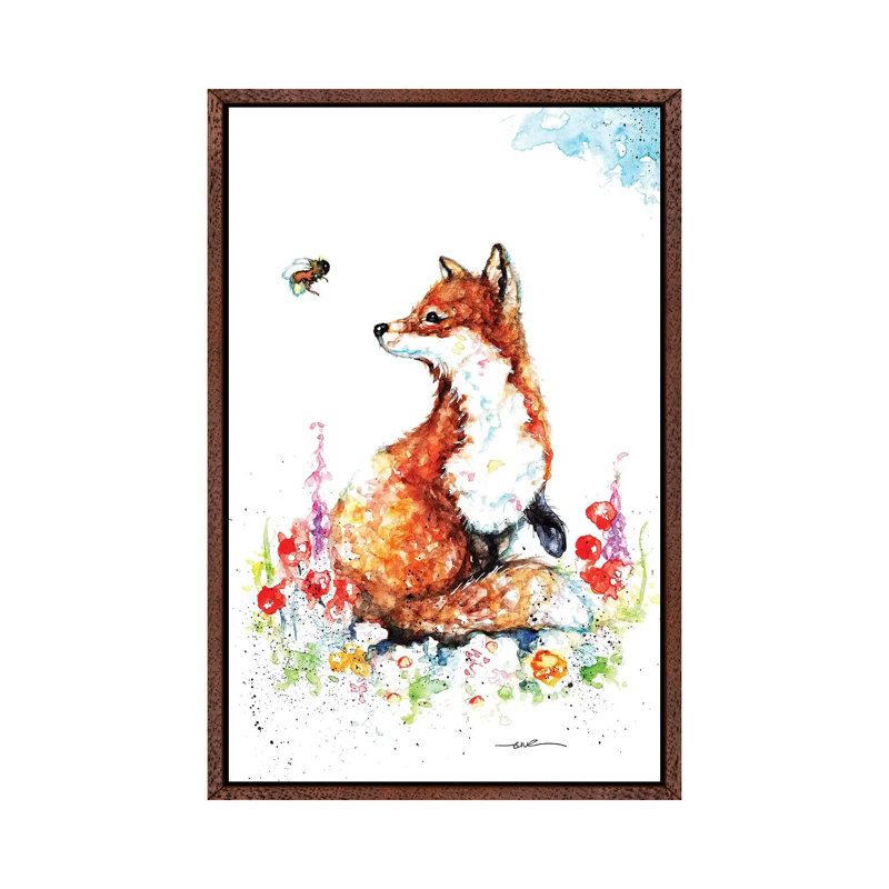 Summer Fox by BebesArts - Painting on Canvas, Classic Brown Wood Framed, 101.6 cm H x 66.04 cm W
