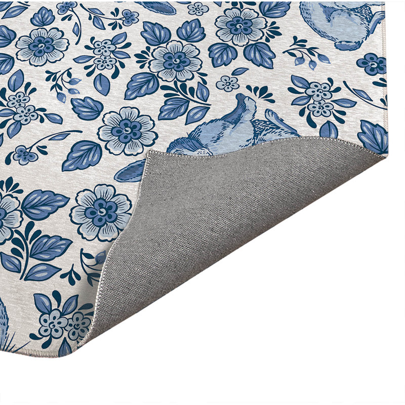Tapis de bureau léger et antidérapant Bunny Toile, Bleu, L 84 po x P 60 po