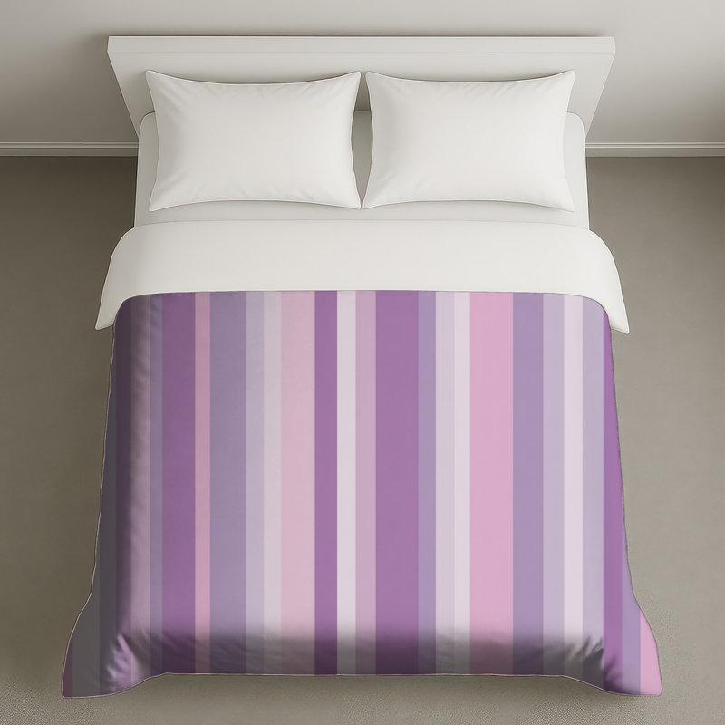 Housse de couette moderne à rayures mauves, Lit simple