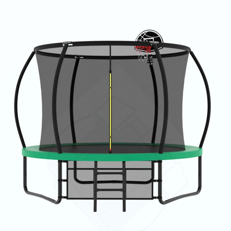 Pumpkin Trampoline, trampoline d'extérieur avec panier de basketball, filet d'enclos et échelle, Vert