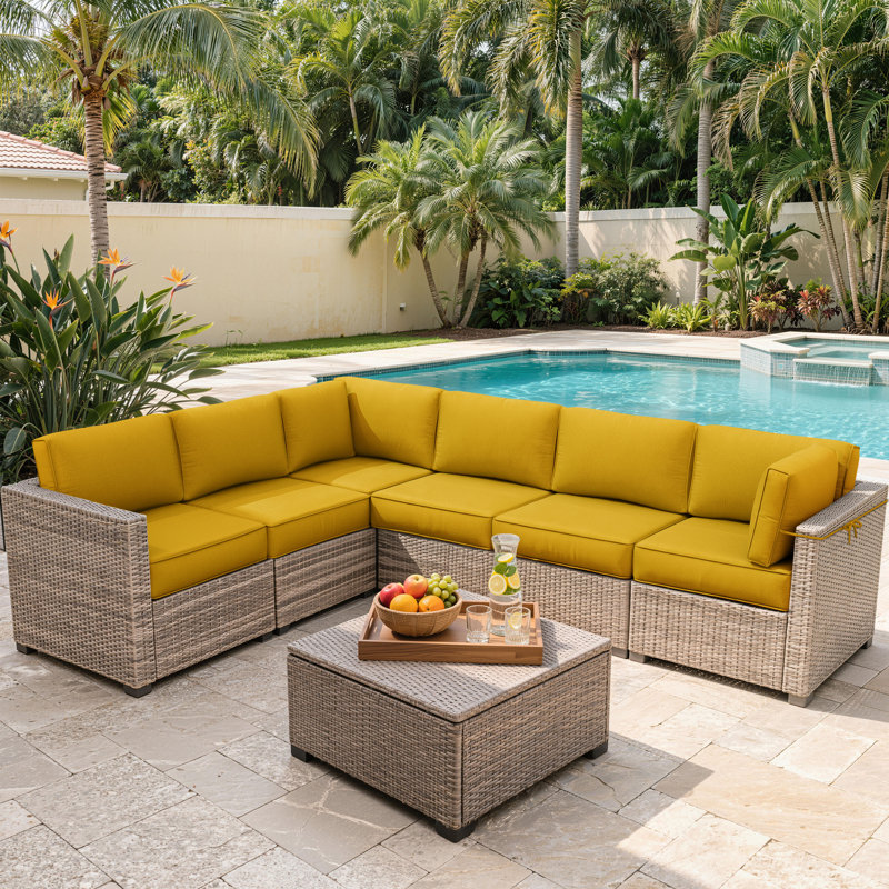 Coussins d'extérieur de 5 po pour coussins d'extérieur modulaires de 6 po (coussins seulement), Jaune