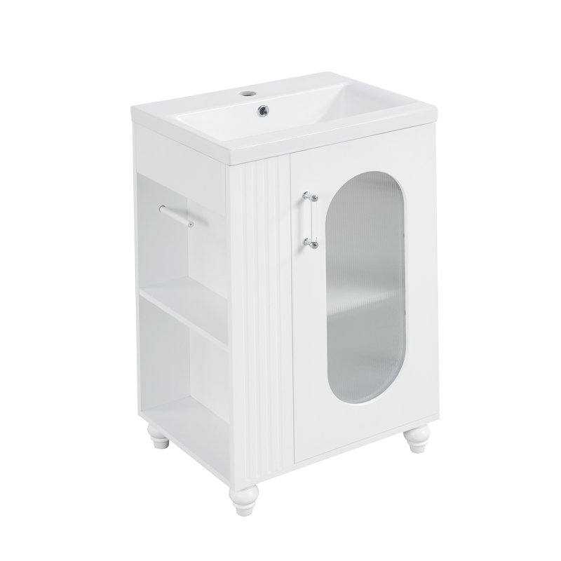 20'' Single Bathroom Vanity With Ceramic Top, White