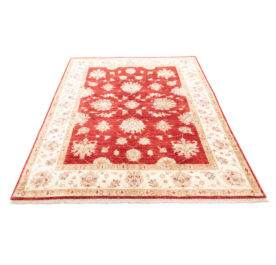 Davidson Handmade Flatweave Wool Beige/Red Rug