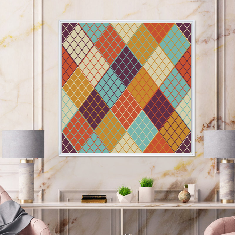 Multicolor Triangular Geometrics III - reproduction d'art sur toile à motifs, H 36 po x l 36 po x P 1 po