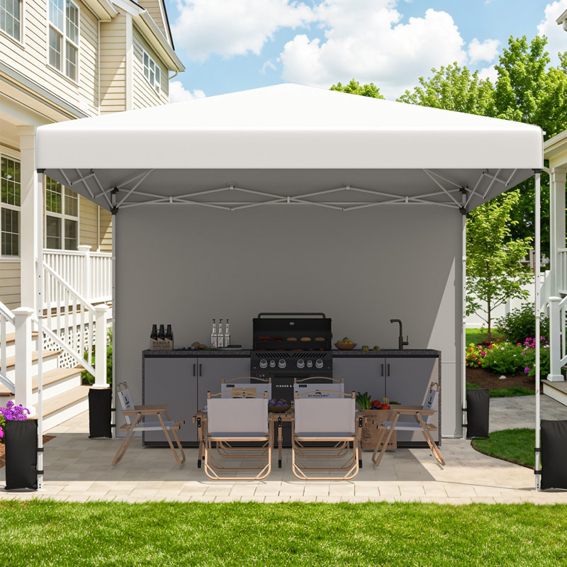 10' X 10' Pop Up Canopy Tent With 1 Sidewall, Easy Outdoor Sun Shade, Portable Shelter Gazebo For Events, Parties And Camping (white)