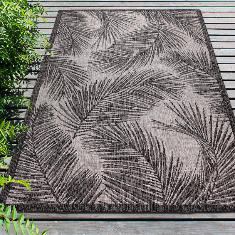 Tapis intérieur / extérieur noir Adal, Rectangle 6 pi 6 po x 9 pi 3 po