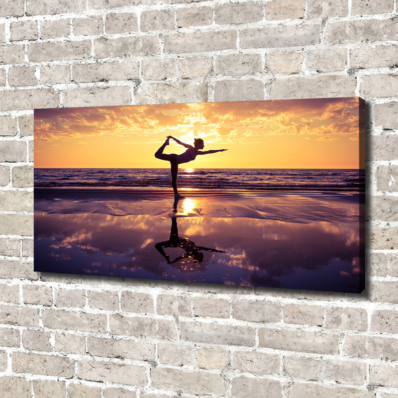 Yoga on the Beach 1 Piece Wrapped Canvas Wall Art, 70cm H x 100cm W x 4cm D, Glass