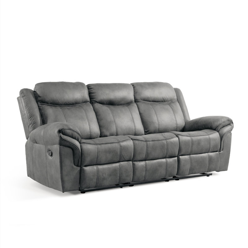  Microsuede Manual Reclining Sofa with Cup Holders, Silver