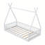 Lit simple en bois avec clôture-928781896