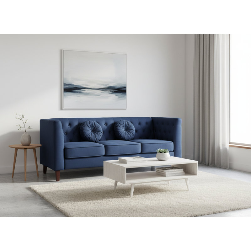 square design 81.5 wide velvet sofa, Dark Blue