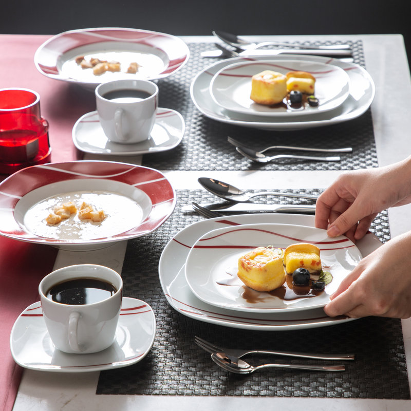 Felisa 60 Piece Porcelain China Dinnerware Set, Service for 12 