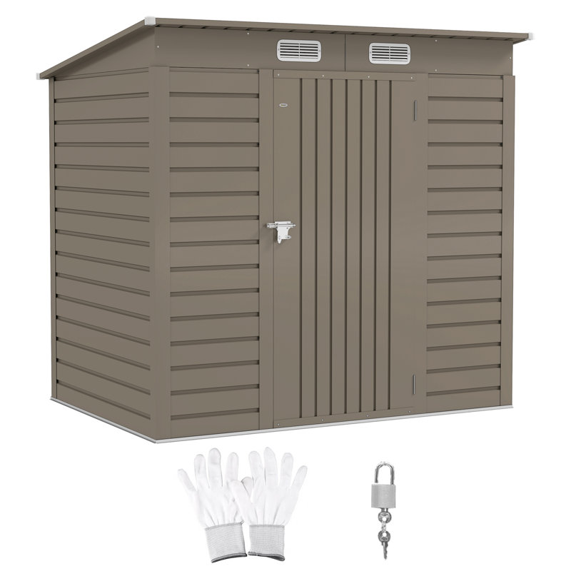 Abri de jardin en métal 6 x 4 pi avec 2 évents, gris clair