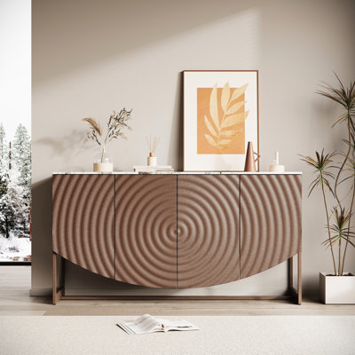 Buffet artistique 3D Wave, plateau autocollant en marbre, style américain antique pour rangement dans la salle à manger avec autocollant, utilisation multi-scénario, style et métal