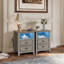 Ensemble de commode 3 pièces - Commode 8 tiroirs et deux tables de chevet 2 tiroirs avec station de charge et DEL, gris délavé