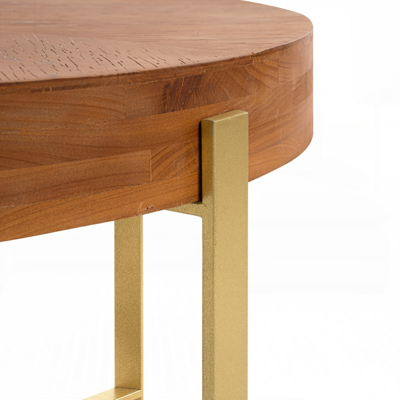 Table basse Briyan, Or, H 17,72 po x L 33,86 po x l 33,86 po, Naturel