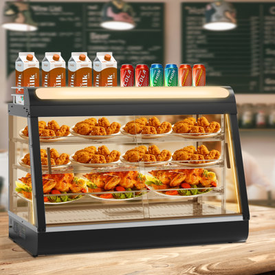 Chauffe-plat commercial 35 pouces à 3 niveaux avec support supérieur, éclairage 3 couleurs, avec thermomètre pour cafétéria