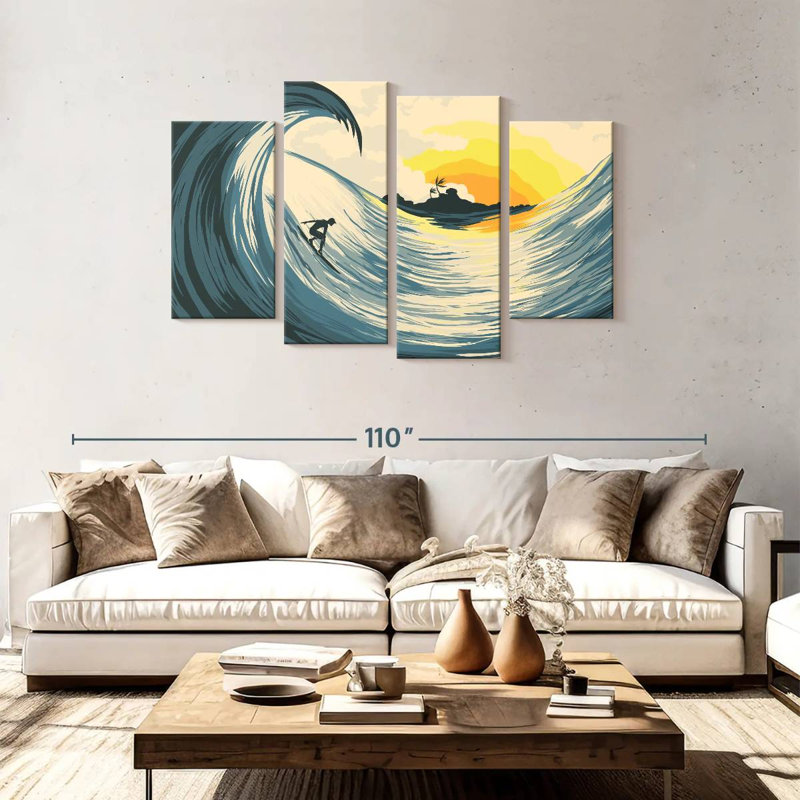 Senne Island Wave And Surfer, 48" H x 75" W