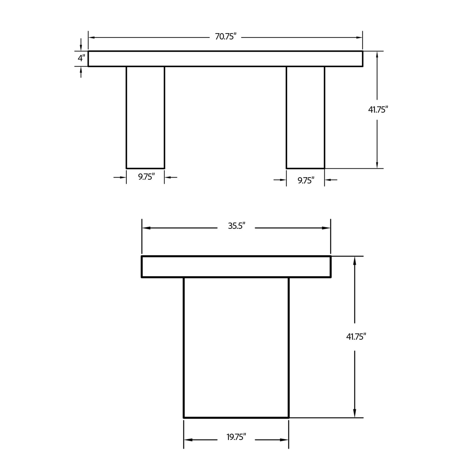 Kareen Pedestal Dining Table, Bar Table (41.75" Height), 70.75" L x 35.5" W, Ivory Terrazo